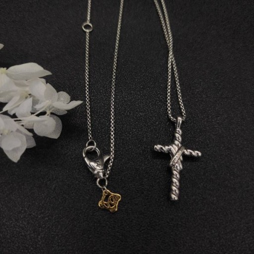 David Yurman Double X Colored Silver Cross Necklace