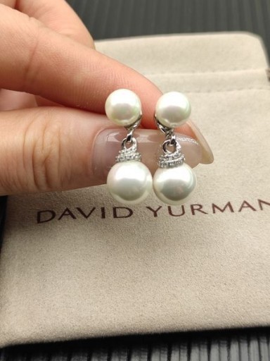 David Yurman Silver 8+10mm Double Pearl Earrings