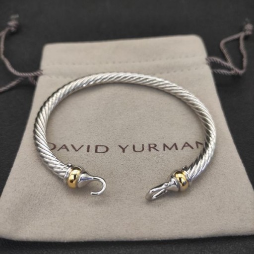 David Yurman Women's Buckle Classic Cable Bangle Bracelet 18K Yellow Gold with Rubies and Diamonds 5mm