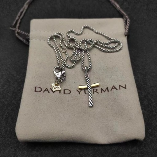 David Yurman Women's Crossover Cross Pendant Necklace Sterling Silver with 18K Yellow Gold 35.6mm