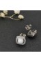 David Yurman Albion Stud Earrings Sterling Silver with White Agate and Diamonds 7mm
