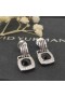 David Yurman 7mm Square Diamond Button Wire Earrings Black Diamond