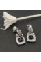 David Yurman 7mm Square Diamond Button Wire Earrings Black Diamond