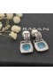 David Yurman 7mm Square Diamond Button Wire Earrings Blue Diamond