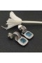 David Yurman 7mm Square Diamond Button Wire Earrings Blue Diamond