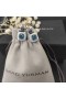 David Yurman 7mm Square Diamond Button Wire Earrings Blue Diamond