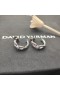 David Yurman Cable Loop Hoop Earrings Sterling Silver with Pavé Diamonds 22mm