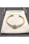 David Yurman Women's Cable Cuff Bracelet 18K Yellow Gold With Champagne Diamond 4mm