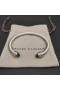 David Yurman Women's Classic Cable Cuff Bracelet Sterling Silver with 14K Yellow Gold and Dark Green Diamonds 5mm
