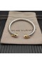 David Yurman Women's Classic Cable Cuff Bracelet Sterling Silver with 18K Yellow Gold And Pearl 5mm