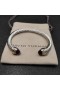 David Yurman Women's Classic Cable Cuff Bracelet Sterling Silver with 18K Yellow Gold and Garnet 7mm