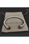 David Yurman Women's Classic Cable Cuff Bracelet Sterling Silver with Champagne Diamonds 7mm