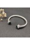 David Yurman Women's Classic Cable Cuff Bracelet Sterling Silver with Emeralds and Pavé Diamonds 7mm