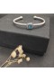 David Yurman Women's Classic Cablespira Station Cuff Bracelet Sterling Silver with Blue Topaz and Diamonds 4mm