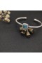 David Yurman Women's Classic Cablespira Station Cuff Bracelet Sterling Silver with Blue Topaz and Diamonds 4mm