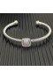 David Yurman Women's Classic Cablespira Station Cuff Bracelet Sterling Silver with Pavé Diamonds 4mm