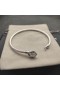 David Yurman Women's Petite Chatelaine Bangle Bracelet Sterling Silver with White Diamonds 3mm