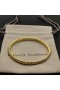 David Yurman Women's Sculpted Cable Bangle Bracelet 18K Yellow Gold with Diamonds 6.2mm