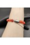 David Yurman Men's Spiritual Beads Bracelet Sterling Silver with Red Onyx 8mm