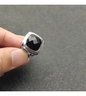 David Yurman 14MM Smooth Square Black Diamond Ring
