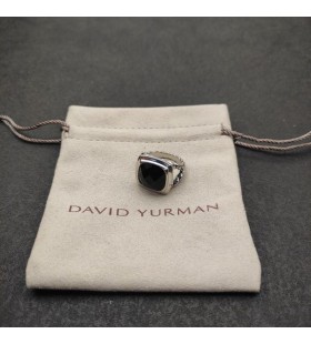 David Yurman 14MM Smooth Square Black Diamond Ring