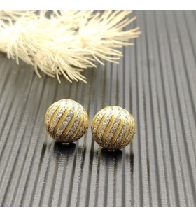 David Yurman Cable Collectibles Stud Earrings 18K Yellow Gold with Diamonds 8mm