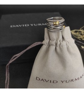 David Yurman Double X Crossover Ring Sterling Silver with 18K Yellow Gold 13mm