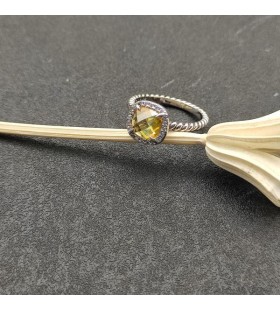 David Yurman Petite Chatelaine Pavé Bezel Ring Sterling Silver with Citrine and Diamonds 7mm