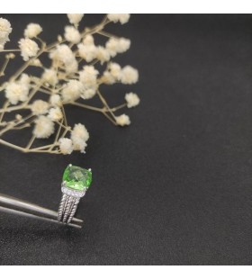 David Yurman Petite Wheaton Ring Sterling Silver with Prasiolite and Diamonds 10mm