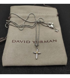 David Yurman Petite X Cross Pendant Sterling Silver with 18K Yellow Gold 19.5mm