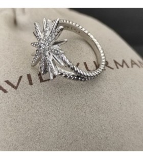 David Yurman Starburst Ring Sterling Silver with Diamonds 19mm