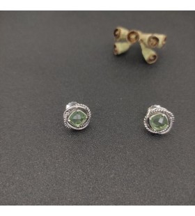 David Yurman Women Stud 7mm Main Stone Square Diamond Earrings Green Diamond