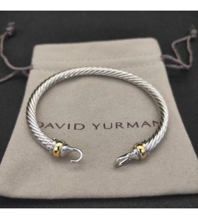 David Yurman Women's Buckle Classic Cable Bangle Bracelet 18K Yellow Gold with Rubies and Diamonds 5mm