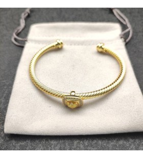 David Yurman Women's Cable Cuff Bracelet 18K Yellow Gold With Yellow Diamond 4mm