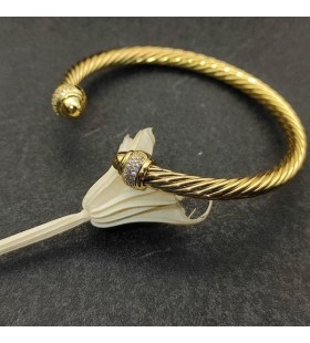 David Yurman Women's Cable Cuff Bracelet 18K Yellow Gold with Diamonds 5mm