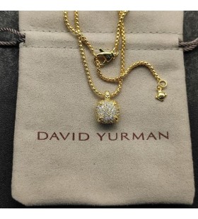 David Yurman Women's Chatelaine Pendant Necklace 18K Yellow Gold with Pavé Diamonds 14mm