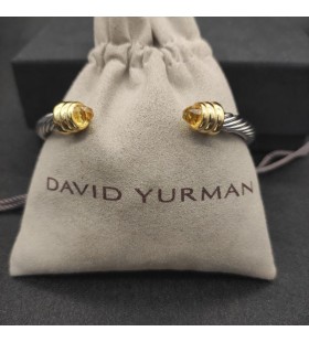 David Yurman Women's Classic Cable Cuff Bracelet Sterling Silver with 18K Yellow Gold and Citrine 5mm