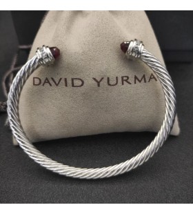 David Yurman Women's Classic Cable Cuff Bracelet Sterling Silver with Champagne Diamonds 5mm