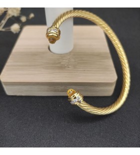 David Yurman Women's Classic Cablespira Cuff Bracelet 18K Yellow Gold with Yellow Diamonds 5mm