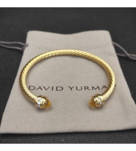 David Yurman Women's Classic Cablespira Cuff Bracelet 18K Yellow Gold with Yellow Diamonds 5mm
