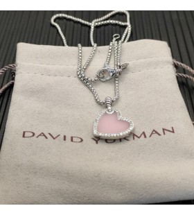 David Yurman Women's Elements Heart Amulet Sterling Silver with Pink Opal and Diamonds 18.7mm