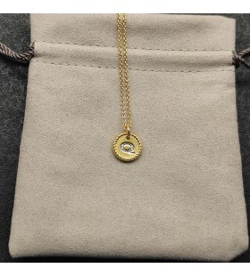 David Yurman Women's Initial Charm Necklace 18K Yellow Gold with Diamond Q