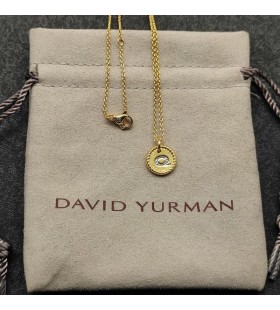 David Yurman Women's Initial Charm Necklace 18K Yellow Gold with Diamond Q