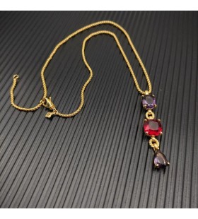 David Yurman Women's Marbella Y Pendant 18K Yellow Gold with Amethyst and Rhodolite Garnet 57.8mm