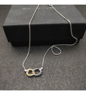 David Yurman Women's Belmont Curb Link Pendant Necklace Sterling Silver with 18K Yellow Gold 20mm