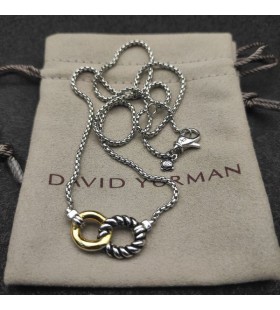 David Yurman Women's Belmont Curb Link Pendant Necklace Sterling Silver with 18K Yellow Gold 20mm