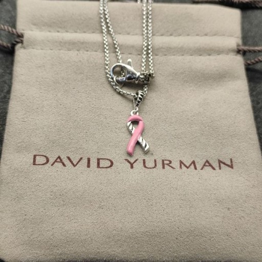 David Yurman Mulheres do Cabo Colecionáveis Fita Colar Pingente de Prata com Esmalte Rosa de 24,4 mm