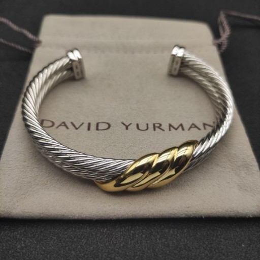 David Yurman das Mulheres Clássico Cabo Bracelete de Prata com Ouro Amarelo 18K 10mm