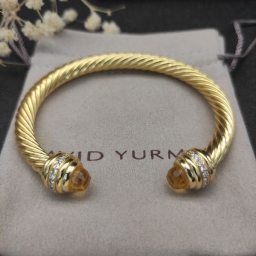 David Yurman das Mulheres Clássico Cablespira Bracelete de Ouro Amarelo 18K com Diamantes Amarelo 7mm