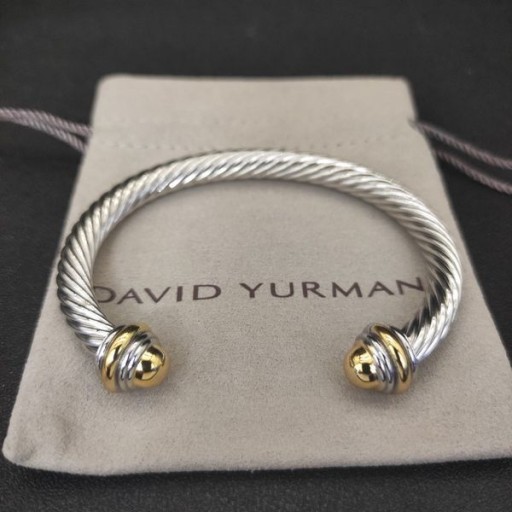 David Yurman das Mulheres Clássico Cablespira Bracelete de Prata com Ouro Amarelo 18K 7mm